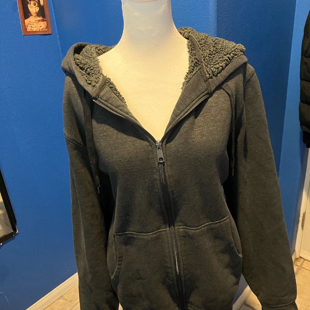 Amazon Essentials Charcoal Sherpa-Lined Hoodie